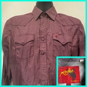 Rodeo Clothing Company Men's Shirt Western Pearl Snap Medium Long‎ Sleeve